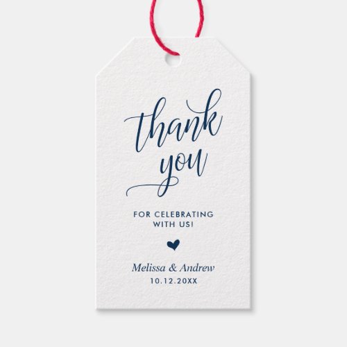 Thank you for celebrating Navy Blue Wedding Gift Tags