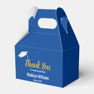 Thank You For Celebrating With Me Blue Graduation Favor Boxes