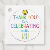 Thanks for Celebrating With Me Tags, Kids Birthday Party Favor Tags, Birthday  Party Thank You Tags, TAGS ONLY 