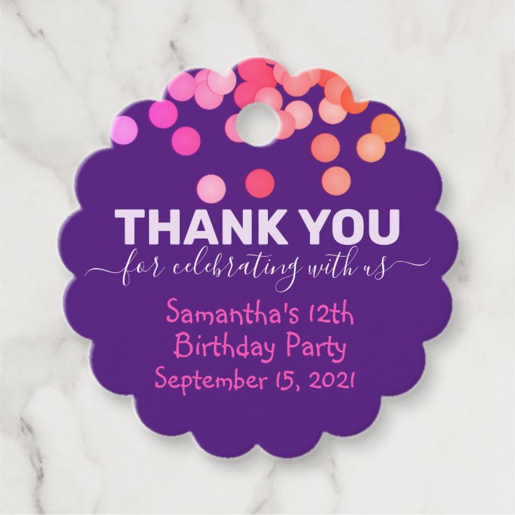 Thank You for Celebrating With Us Birthday Party Favor Tags Zazzle