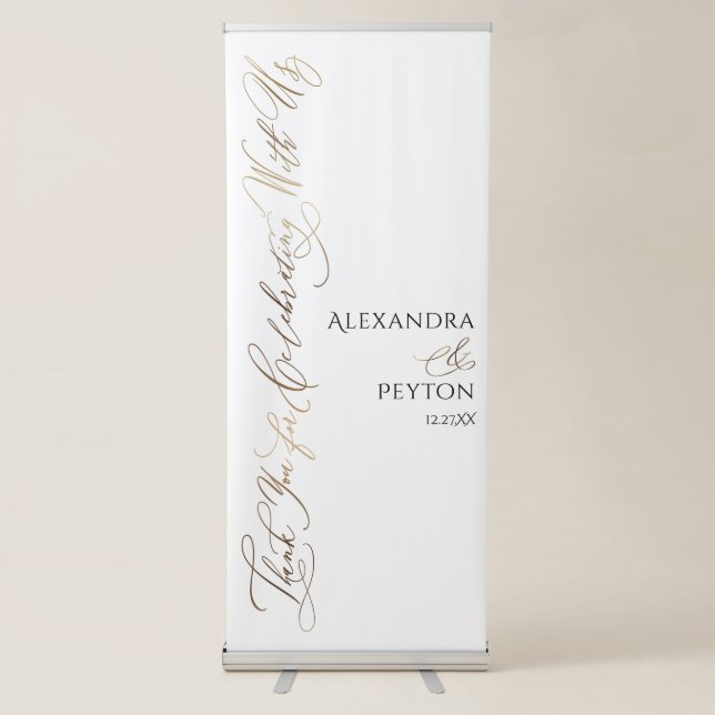Thank You for Celebrating with Us Bold Typography Retractable Banner (Front)