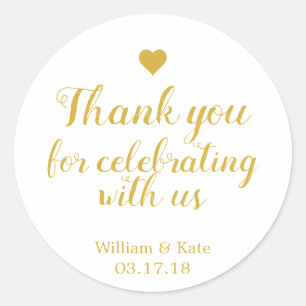 Thank You For Celebrating with Us Gold Classic Round Sticker