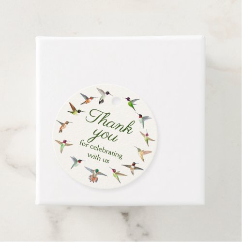 Thank you for celebrating with us hummingbird favor tags