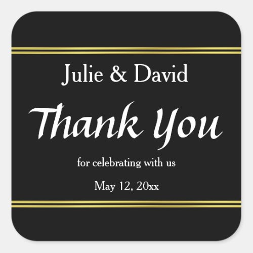 Thank You For Celebrating With Us Names Wedding Square Sticker