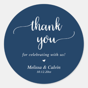 Thank you for celebrating with us, Navy Blue Classic Round Sticker