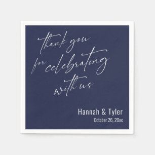 Thank You for Celebrating with Us Navy Blue Napkins