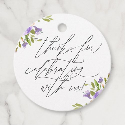 Thank You For Celebrating With Us Purple Floral Favor Tags