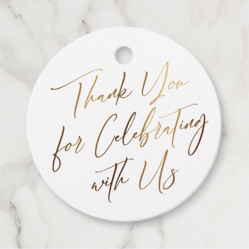 Thank You for Celebrating with Us Simple Gold Favor Tags