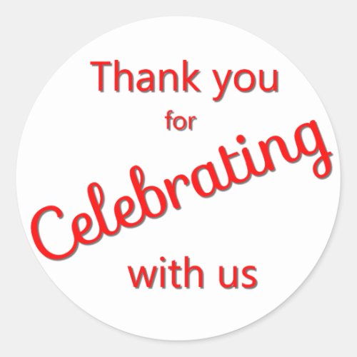 Thank You for Celebrating with Us Sticker Red