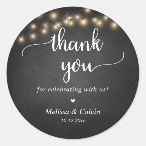 Thank you for celebrating with us String Lights C Classic Round Sticker