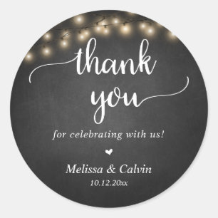 Thank you for celebrating with us, String Lights C Classic Round Sticker