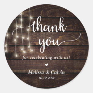 Thank you for celebrating with us, String Lights C Classic Round Sticker