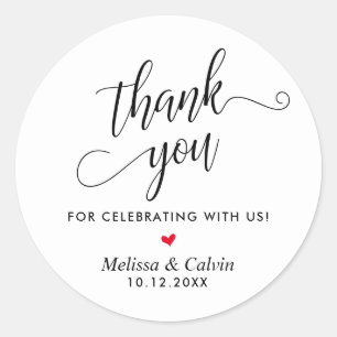 Thank you for celebrating with us, Wedding Classic Round Sticker