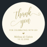 Thank you for celebrating with us, Wedding Classic Round Sticker<br><div class="desc">Thank you for celebrating with us,  Wedding Classic Round Sticker,  in classy gold themed.</div>