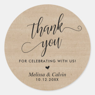 Thank you for celebrating with us, Wedding Classic Round Sticker