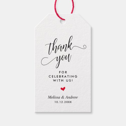 Thank you for celebrating with us Wedding Gift Tags
