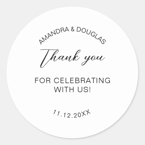 Thank You For Celebrating With Us wedding Party    Classic Round Sticker