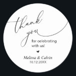 Thank you for celebrating with us Wedding Sticker<br><div class="desc">Thank you for celebrating with us Wedding Sticker</div>