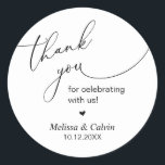 Thank you for celebrating with us Wedding Sticker<br><div class="desc">Thank you for celebrating with us Wedding Sticker</div>