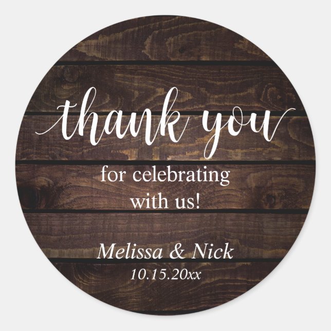 Thank you for celebrating with us Wedding Sticker (Front)
