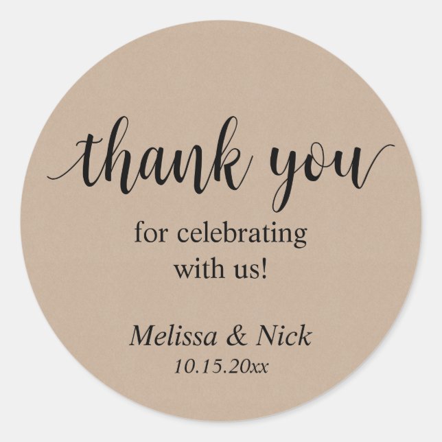 Thank you for celebrating with us Wedding Sticker (Front)