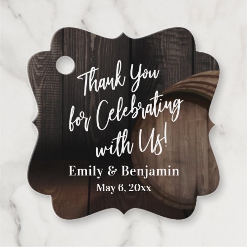 Thank You for Celebrating with Us Wooden Barrel Favor Tags