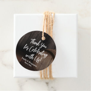 Thank You for Celebrating with Us Wooden Barrel Favor Tags