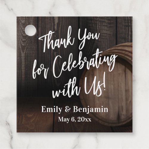 Thank You for Celebrating with Us Wooden Barrel Favor Tags