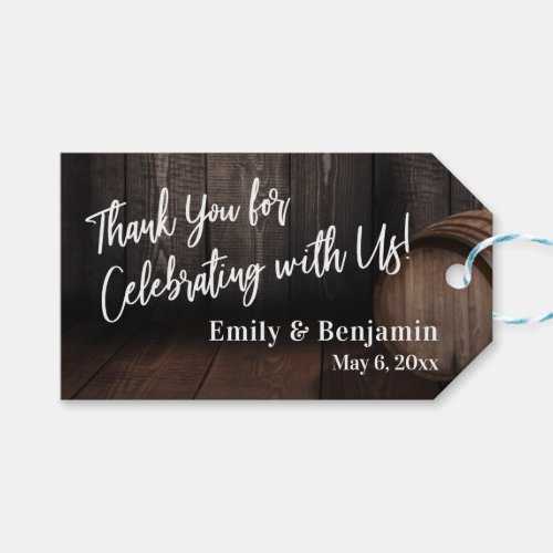 Thank You for Celebrating with Us Wooden Barrel Gift Tags