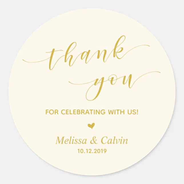 Thank you for celebrating with us Yellow Gold Classic Round Sticker ...