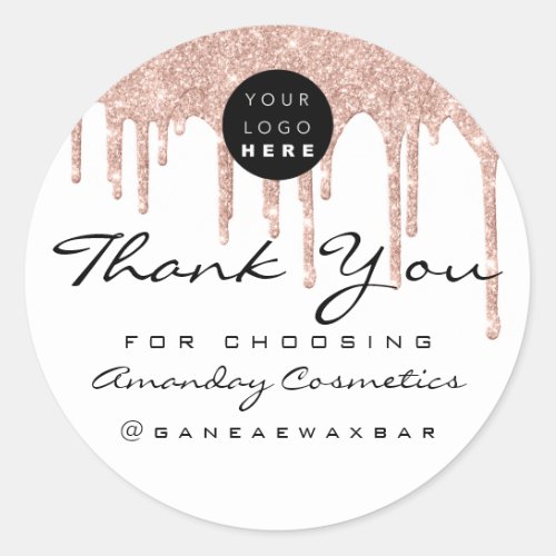 Thank You For Choosing Add Your Logo Rose White Classic Round Sticker
