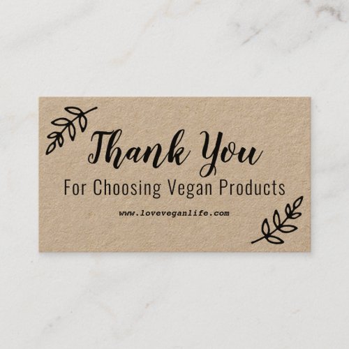 Thank You For Choosing Handmade Vegan Products Business Card