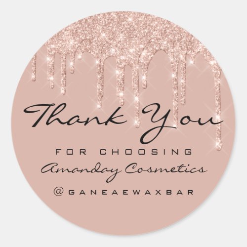 Thank You For Choosing Instagra Rose Drips Glitter Classic Round Sticker