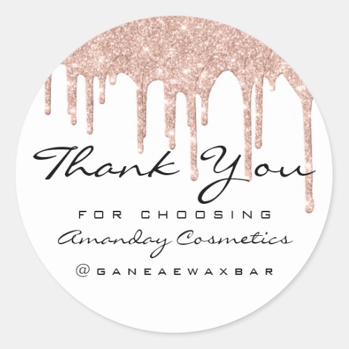 Thank You For Choosing Instagra Rose Drips White Classic Round Sticker