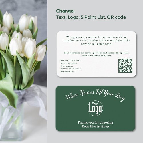 Thank You for Choosing Our Florist Shop  Business Card