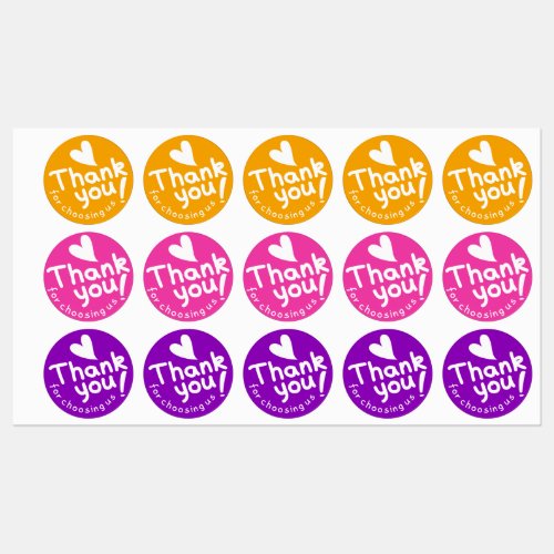 Thank You For Choosing Us Yellow Pink Purple Labels