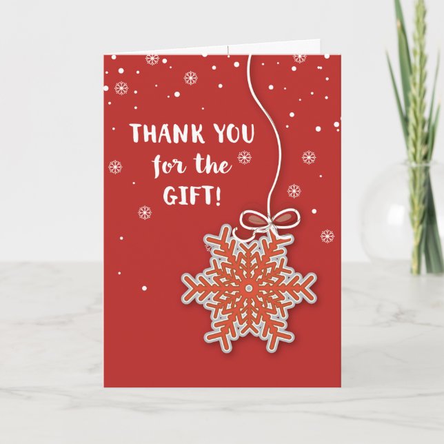 Thank You For Christmas Gift, Scarlet Red & Gray S Card (Front)