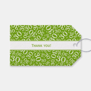 Thank You for Coming - 30th Green Number Pattern Gift Tags