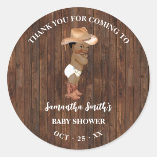Thank You for Coming AA Cowboy Western Baby Shower Classic Round Sticker