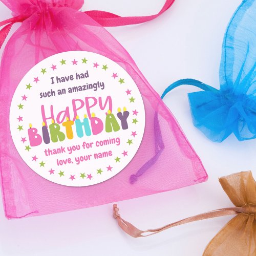 Thank You for Coming Birthday Colorful Candles Classic Round Sticker
