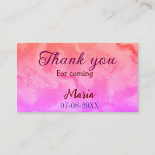 Thank you for coming birthday party add name date  business card
