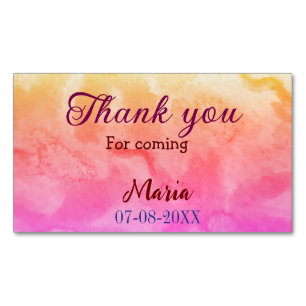 Thank you for coming birthday party add name date  business card magnet