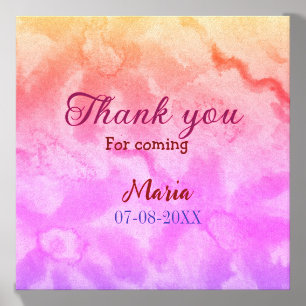 Thank you for coming birthday party add name date canvas photo tile
