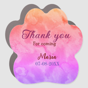 Thank you for coming birthday party add name date car magnet