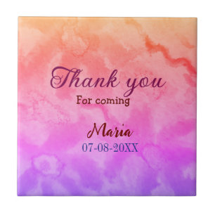Thank you for coming birthday party add name date ceramic tile