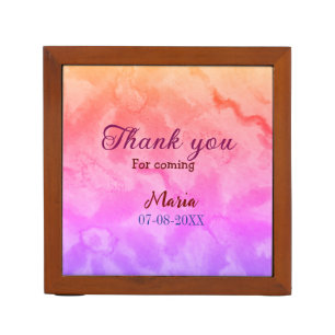 Thank you for coming birthday party add name date desk organizer