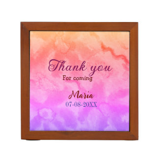 Thank you for coming birthday party add name date  desk organizer