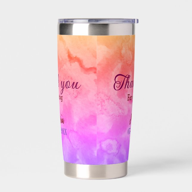 Thank you for coming birthday party add name date  insulated tumbler (Left)