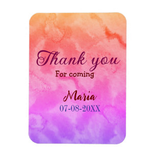 Thank you for coming birthday party add name date magnet