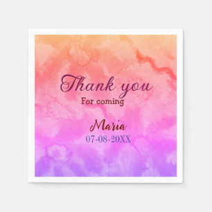 Thank you for coming birthday party add name date  napkins